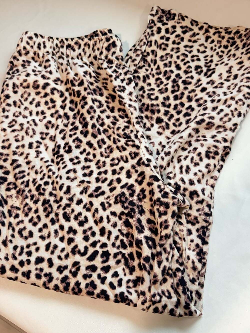 Leopard Print Wide Leg Pull On Pants Y2K Animal Print Pockets Size L